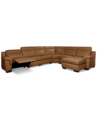 Julius II 6-Pc. Leather Chaise Sectional with 1 Power Recliner