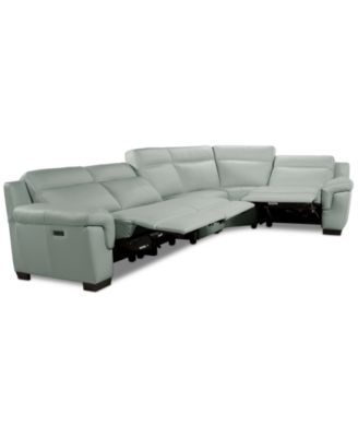 Julius II 5-Pc. Leather L Sectional with 3 Power Recliners, Macy's Exclusive