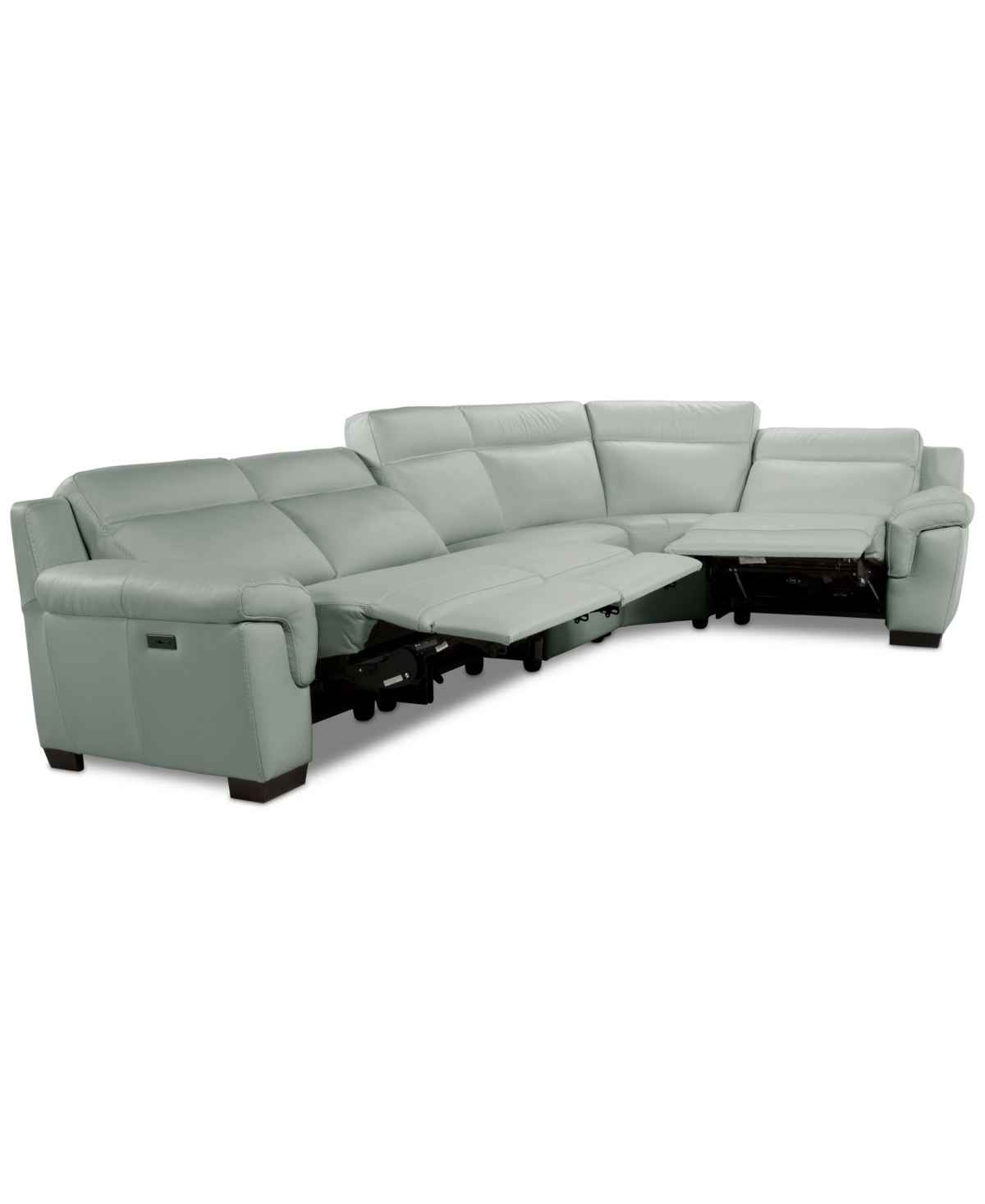 Macy's Julius Ii 5-pc. Leather L Sectional With 3 Power Recliners,  Exclusive In Gray