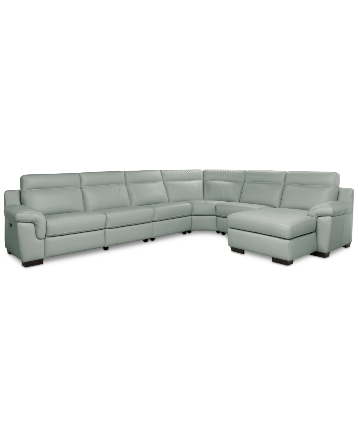 Macy's Julius Ii 6-pc. Leather Chaise Sectional With 1 Power Recliner,  Exclusive In Gray