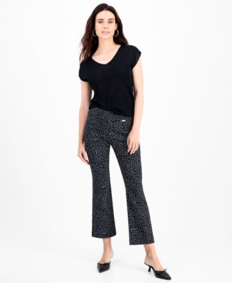 I.N.C. International Concepts - Petite Printed Bootcut Pull-On Pants
