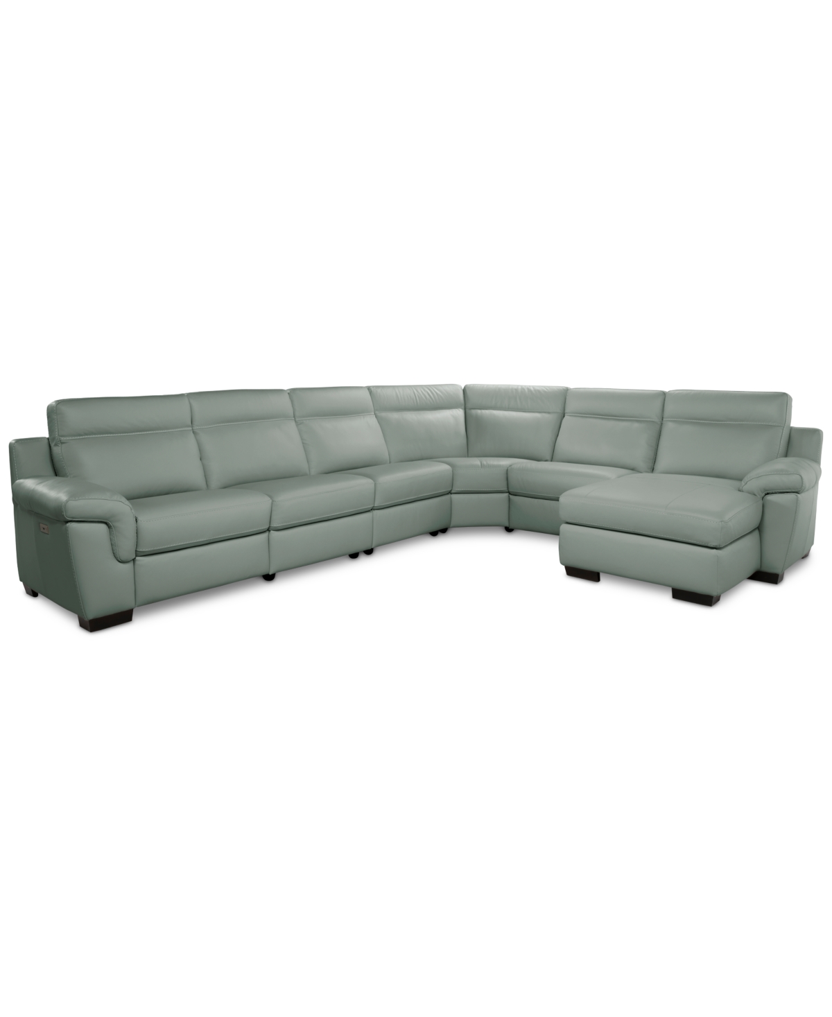 Macy's Julius Ii 6-pc. Leather Chaise Sectional With 2 Power Recliners,  Exclusive In Gray