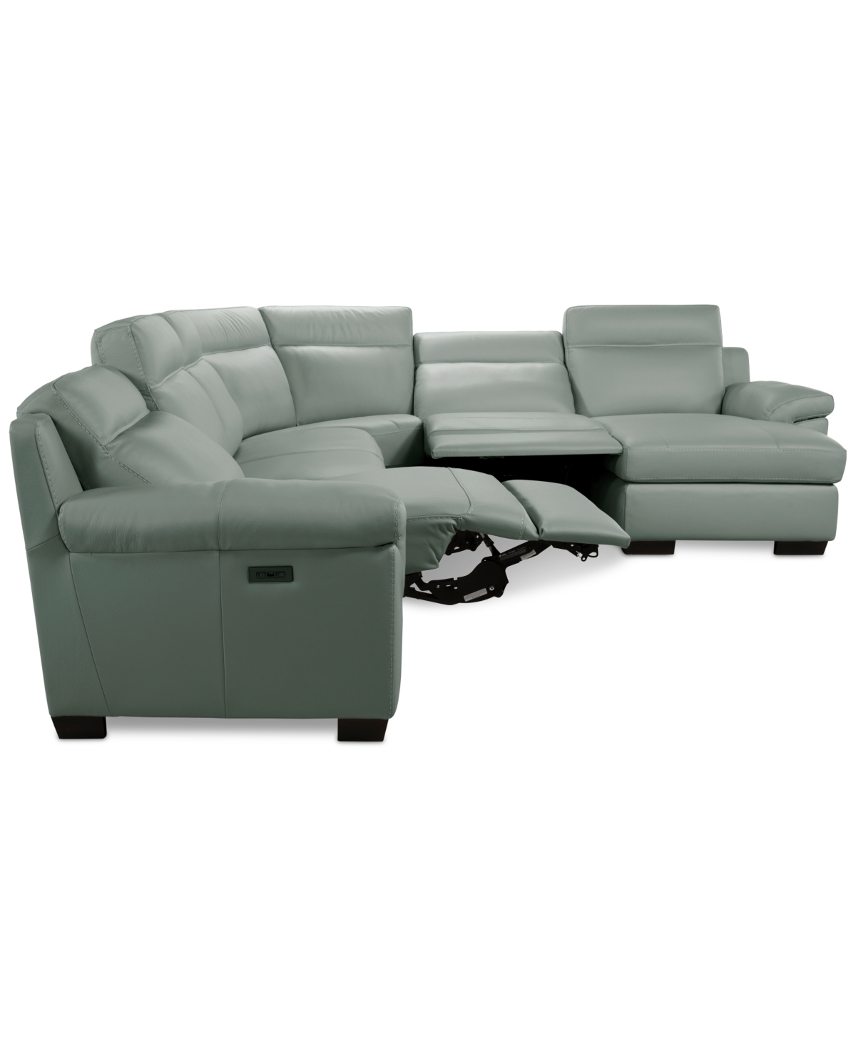 Macy's Julius Ii 6-pc. Leather Chaise Sectional With 2 Power Recliners,  Exclusive In Gray
