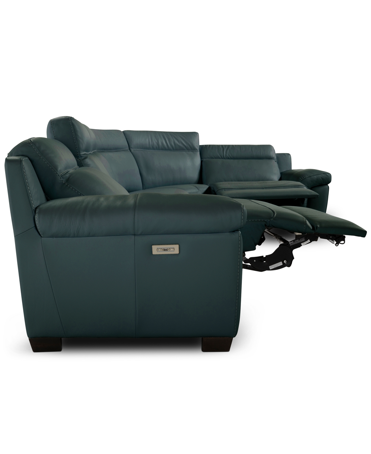 Macy's Julius Ii 5-pc. Leather L Sectional With 2 Power Recliners,  Exclusive In Blue