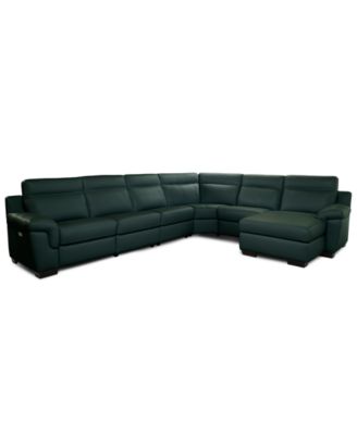 Julius II 6-Pc. Leather Chaise Sectional with 2 Power Recliners, Macy's Exclusive