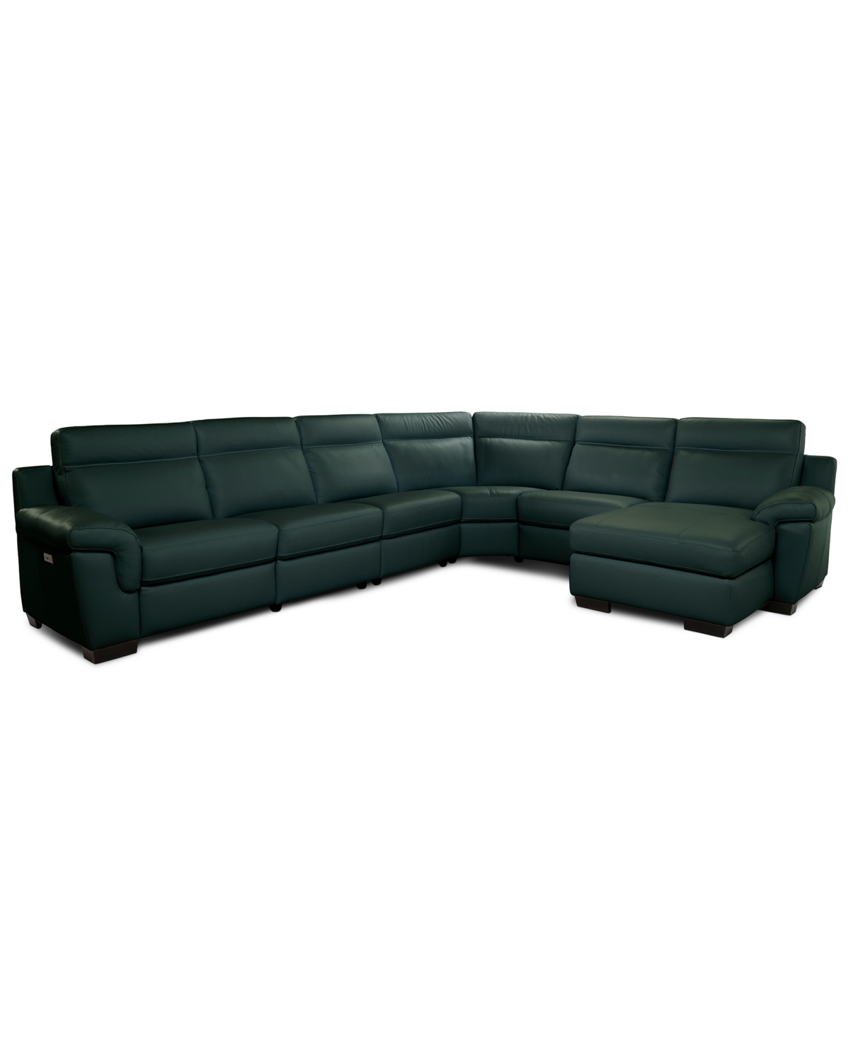 Macy's Julius Ii 6-pc. Leather Chaise Sectional With 2 Power Recliners,  Exclusive In Blue