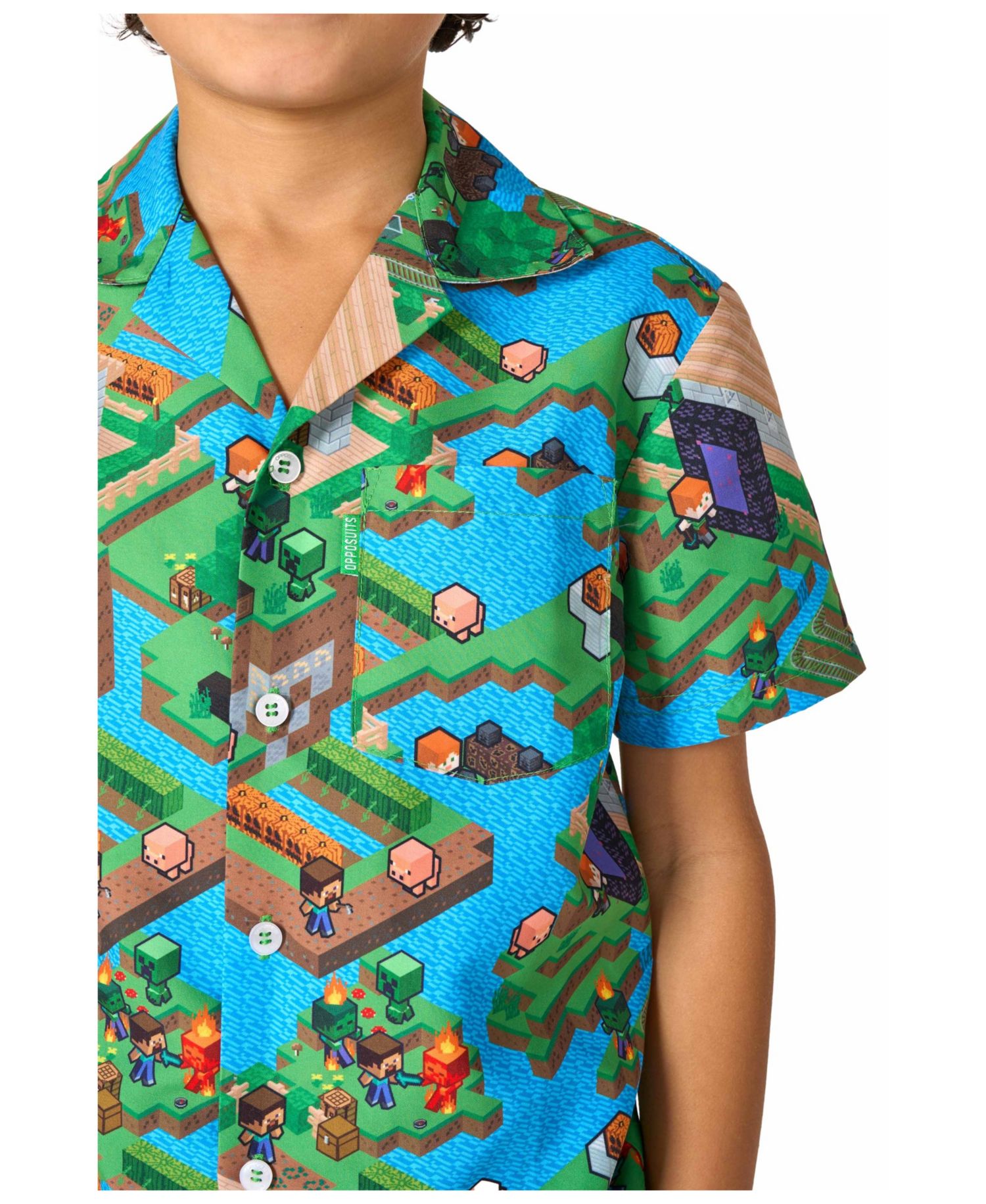 Big Boys 2-Piece Minecraft Summer Short Sleeve Shirt and Shorts Set