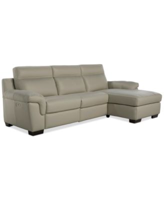 Julius II 3-Pc. Leather Chaise Sectional with 2 Power Recliners, Macy's Exclusive