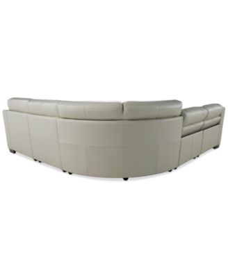 Julius II 5-Pc. Leather Chaise Sectional with 2 Power Recliners, Macy's Exclusive