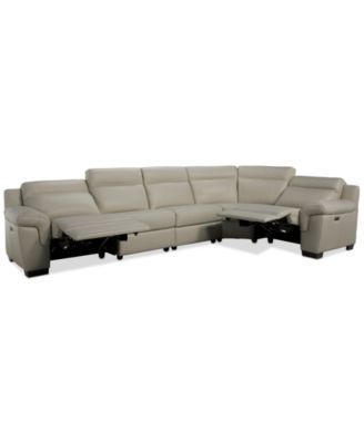 Julius II 5-Pc. Leather L Sectional with 2 Power Recliners, Macy's Exclusive