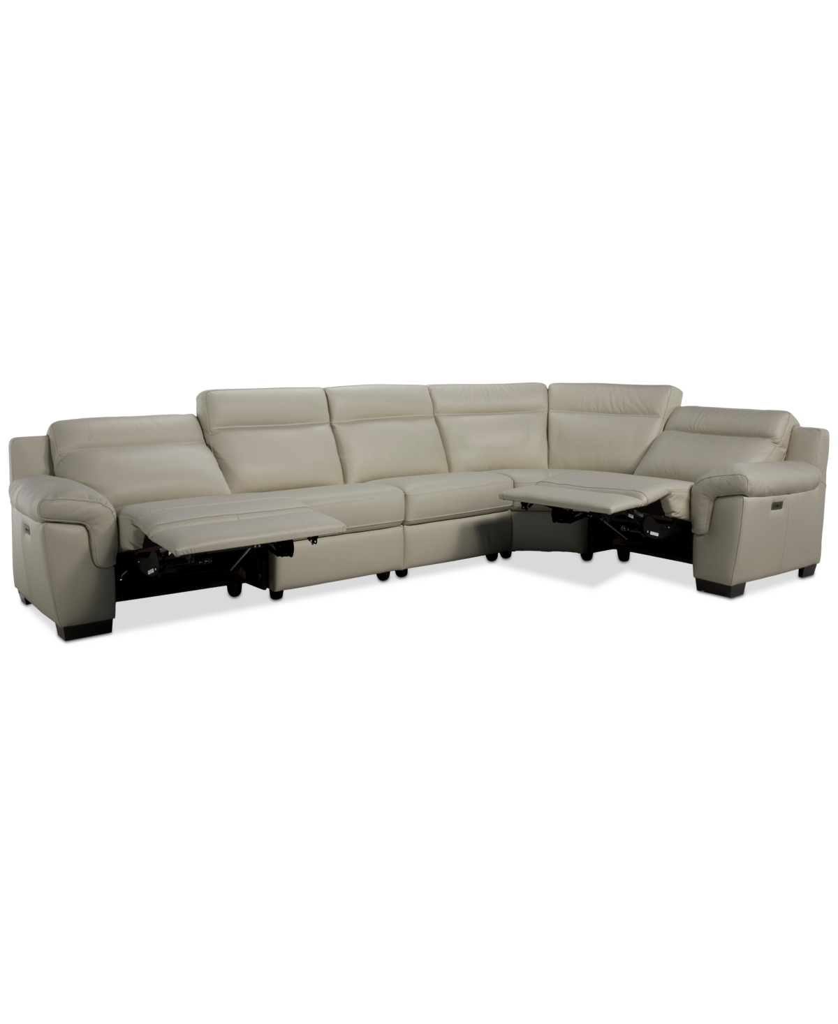Macy's Julius Ii 5-pc. Leather L Sectional With 2 Power Recliners,  Exclusive In White