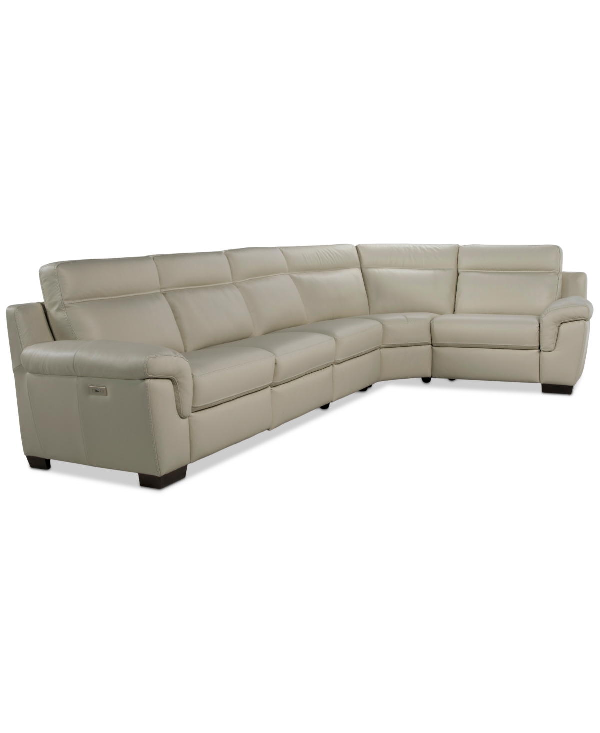 Macy's Julius Ii 5-pc. Leather L Sectional With 3 Power Recliners,  Exclusive In White