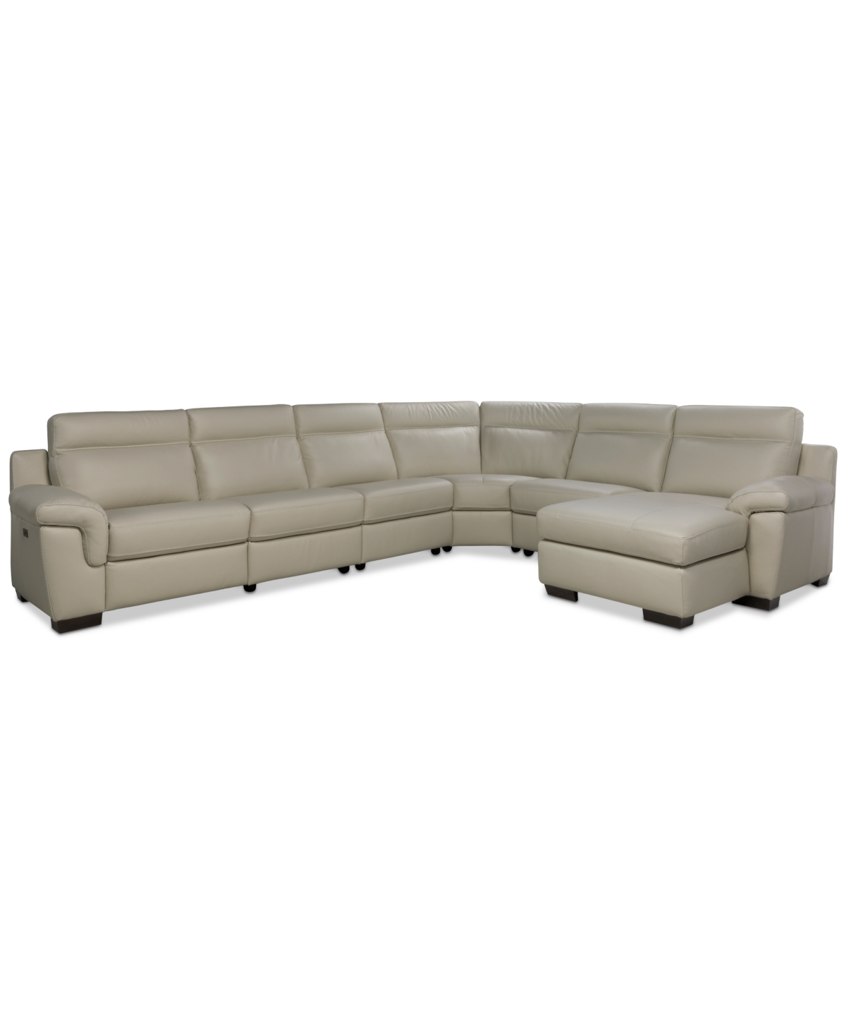 Macy's Julius Ii 6-pc. Leather Chaise Sectional With 1 Power Recliner,  Exclusive In Gold