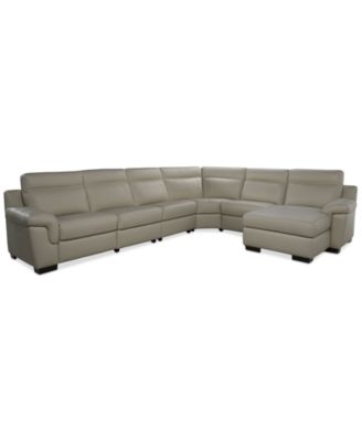 Furniture - Julius II 6-Pc. Leather Chaise Sectional with 2 Power Recliners
