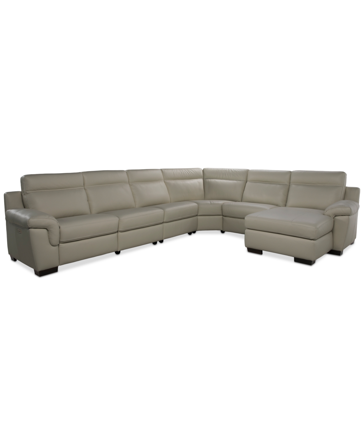 Macy's Julius Ii 6-pc. Leather Chaise Sectional With 2 Power Recliners,  Exclusive In White