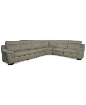 Furniture - Julius II 6-Pc. Leather L Sectional with 3 Power Recliners
