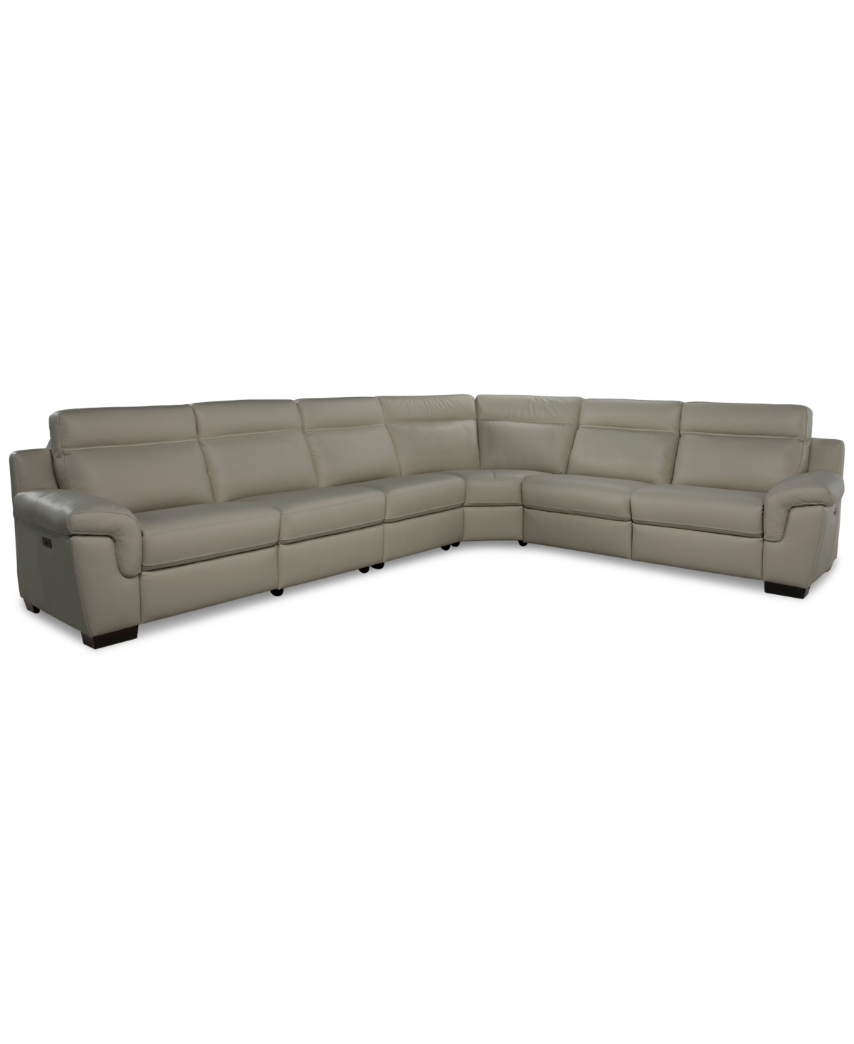 Macy's Julius Ii 6-pc. Leather L Sectional With 3 Power Recliners,  Exclusive In White