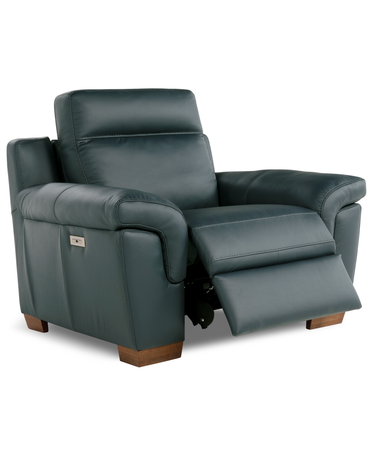 Macy's Julius Ii Leather Power Recliner, Exclusively At  In Blue