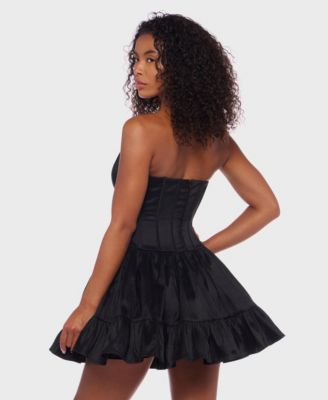 Juniors' Sleeveless Taffeta Fit & Flare Dress