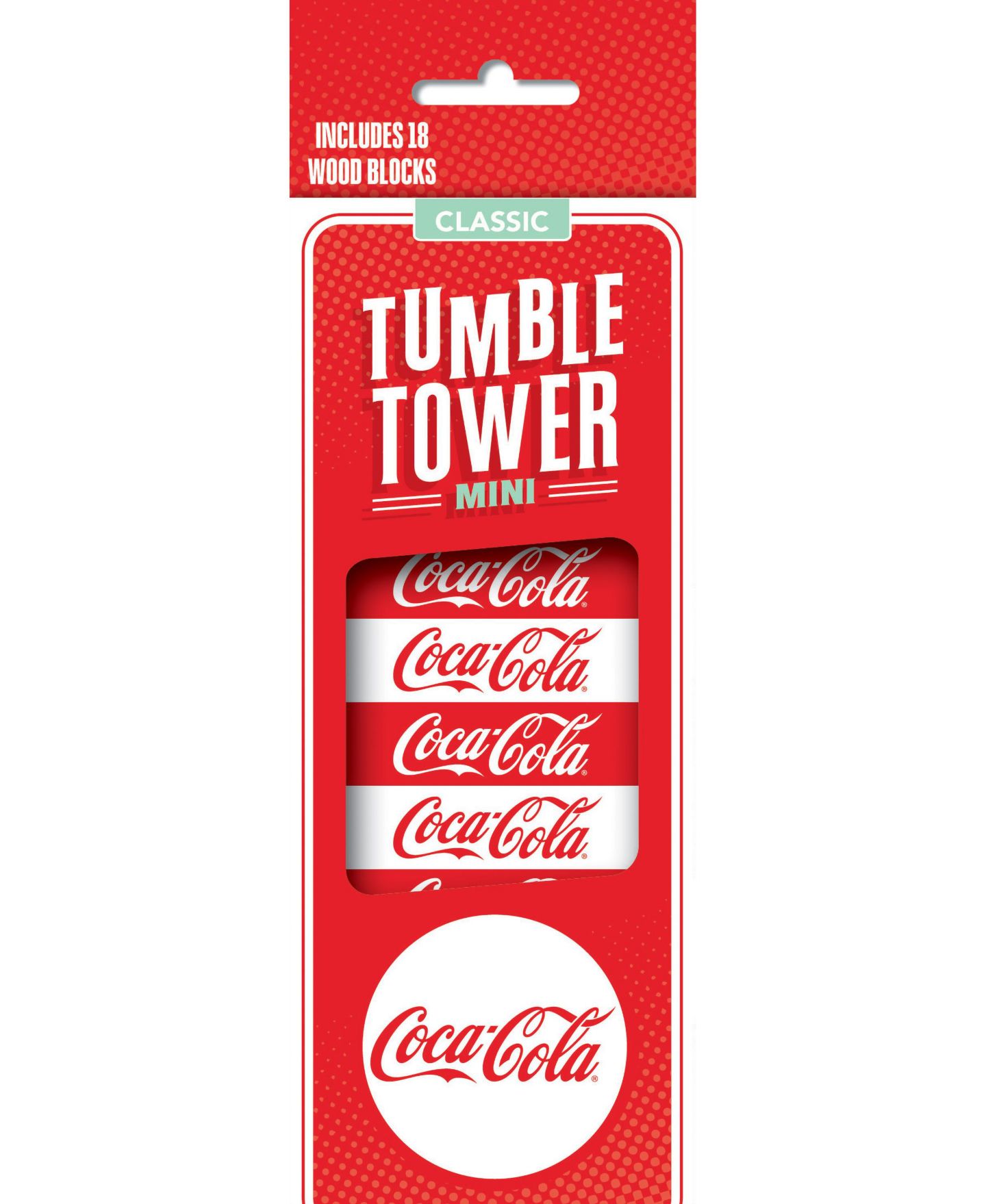 Детские настольные игры MasterPieces Puzzles Coca-Cola Travel Sized Tumble Tower, 18-Piece Board Game, от 10 лет, цвет: Разноцветный — фото 1