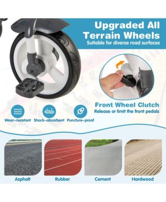 Baby Tricycle Stroller 6-in-1 Kids Push Trike w/ Removable 5-Position Canopy