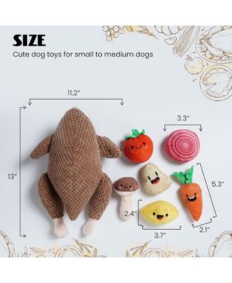 7-in-1  Turkey Dog Toy,Big Turkey Puzzle Toy with 6 Squeaky Veggie Plush Toy, Interactive Enrichment Dog Toys for All Breeds