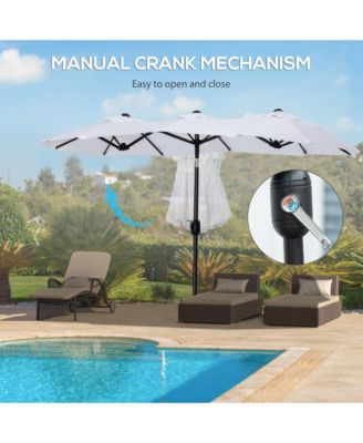 Double-sided Patio Umbrella 9.5' Large Outdoor Market Umbrella with Push Button Tilt and Crank, 3 Air Vents and 12 Ribs
