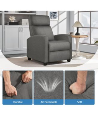 Modern Adjustable Single Fabric Recliner Sofa with Pocket Springs Living Room Bedroom Home Theater