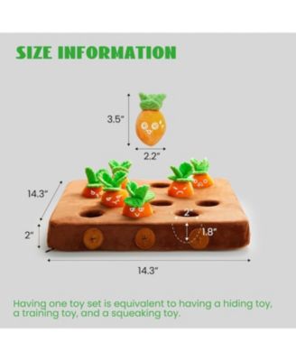 12 PCS Carrot Squeaky Dog Toys with Puzzle Feeding Carrot Patch