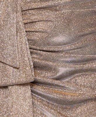 Plus Size Off-The-Shoulder Glitter Gown 