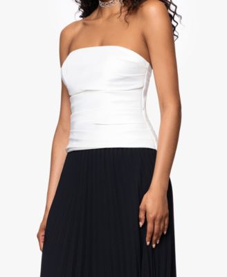 Women's Colorblocked Strapless Chiffon-Skirt Long Dress