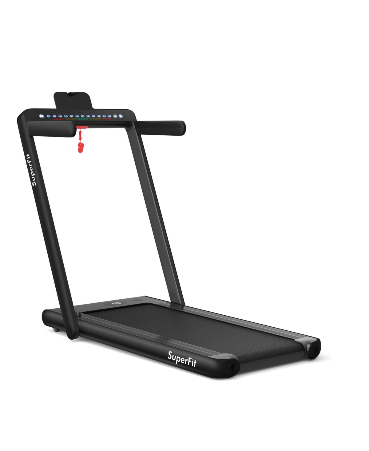 2.25 Hp 2-in-1 Folding Walking Pad Treadmill with Dual Display and App Control - Black
