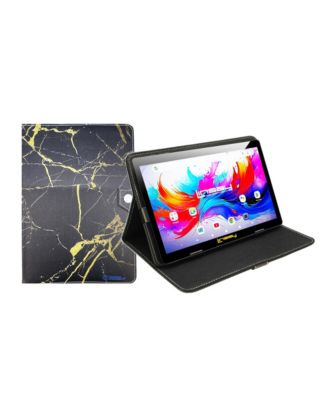 10.1"Octa Core 256GB Storage Android 15 Tablet with Black and Golden Marble Case