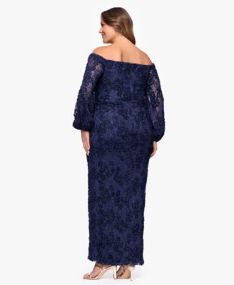 Plus Size Off-The-Shoulder Soutache Lace Dress