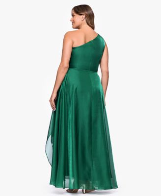 Plus Size One-Shoulder Organza Ball Gown