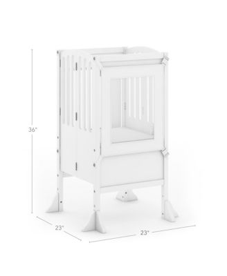 Contemporary Kitchen Helper Step Stool - Walnut: Kids' Adjustable, Foldable Wooden Learning Toddler Tower with Non-Slip Mat