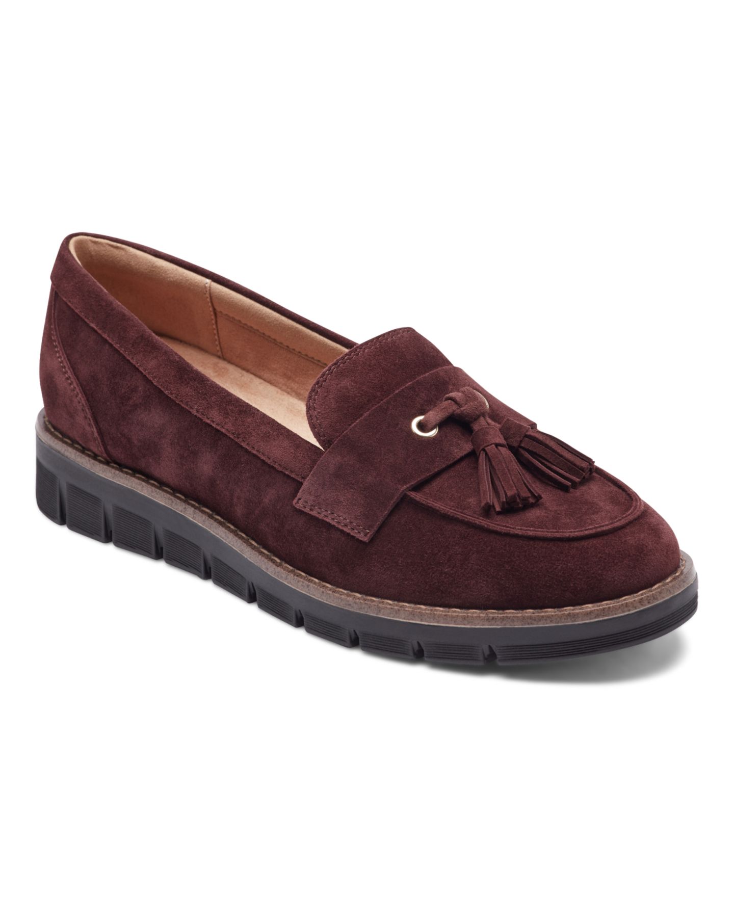 Женские туфли Easy Spirit Vienne eFlex Tassels Slip-On, цвет: Бордовый замшевый — фото 1