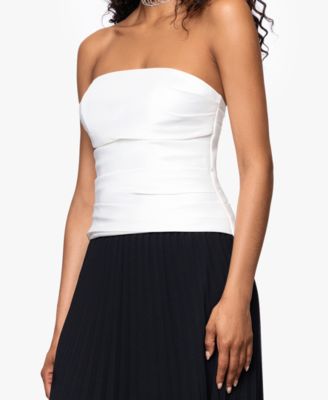 Petite Strapless Mixed-Media Dress