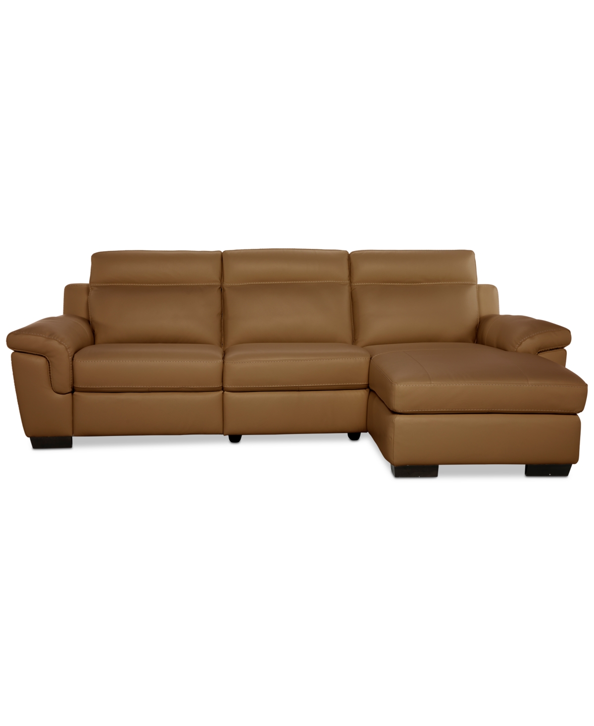Macy's Julius Ii 3-pc. Leather Chaise Sectional With 1 Power Recliner,  Exclusive In Brown