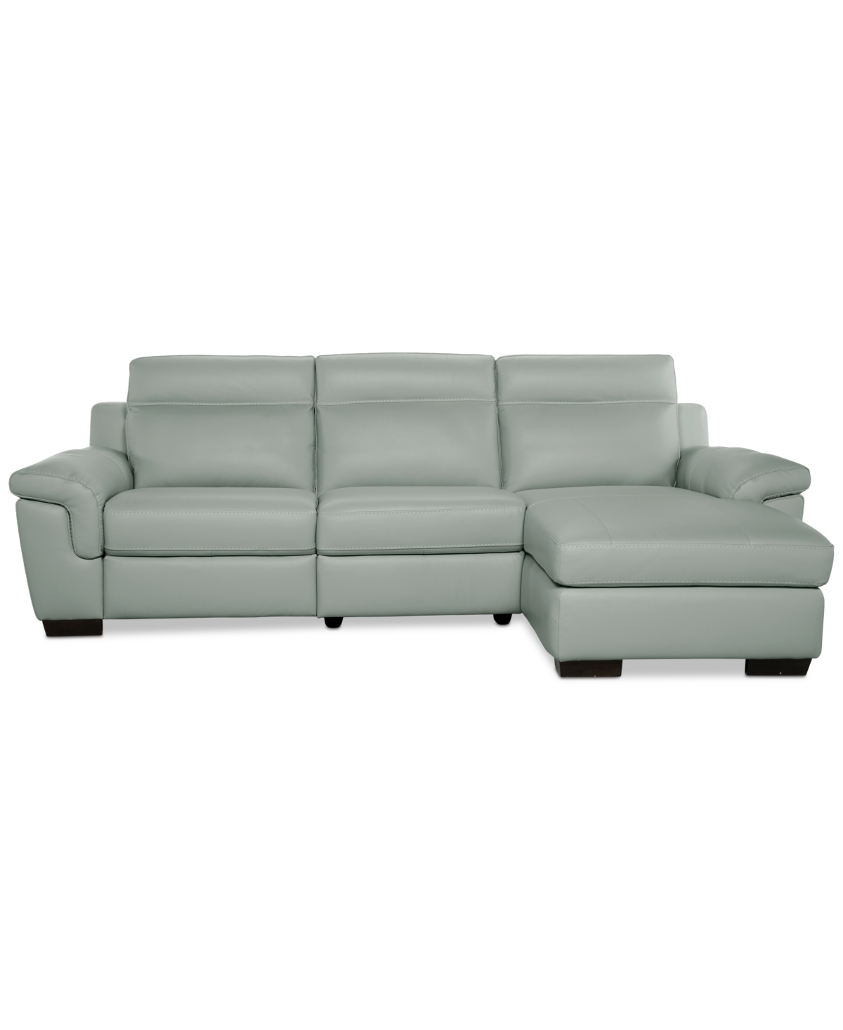 Macy's Julius Ii 3-pc. Leather Chaise Sectional With 1 Power Recliner,  Exclusive In Gray