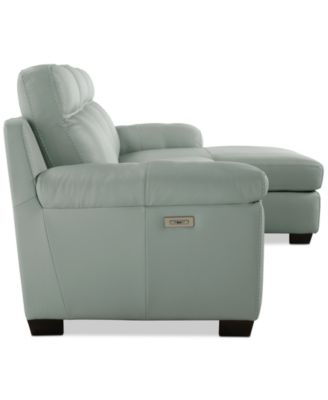 Julius II 3-Pc. Leather Chaise Sectional with 1 Power Recliner, Macy's Exclusive