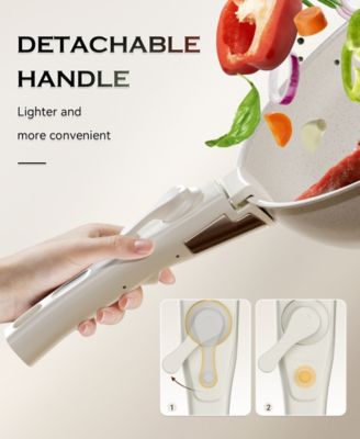 18-Piece Non-Stick Cookware Set with Silicone Tools, Detachable Handles, Space-Saving Design for All Stovetops