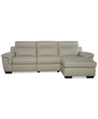 Furniture - Julius II 3-Pc. Leather Chaise Sectional with 1 Power Recliner