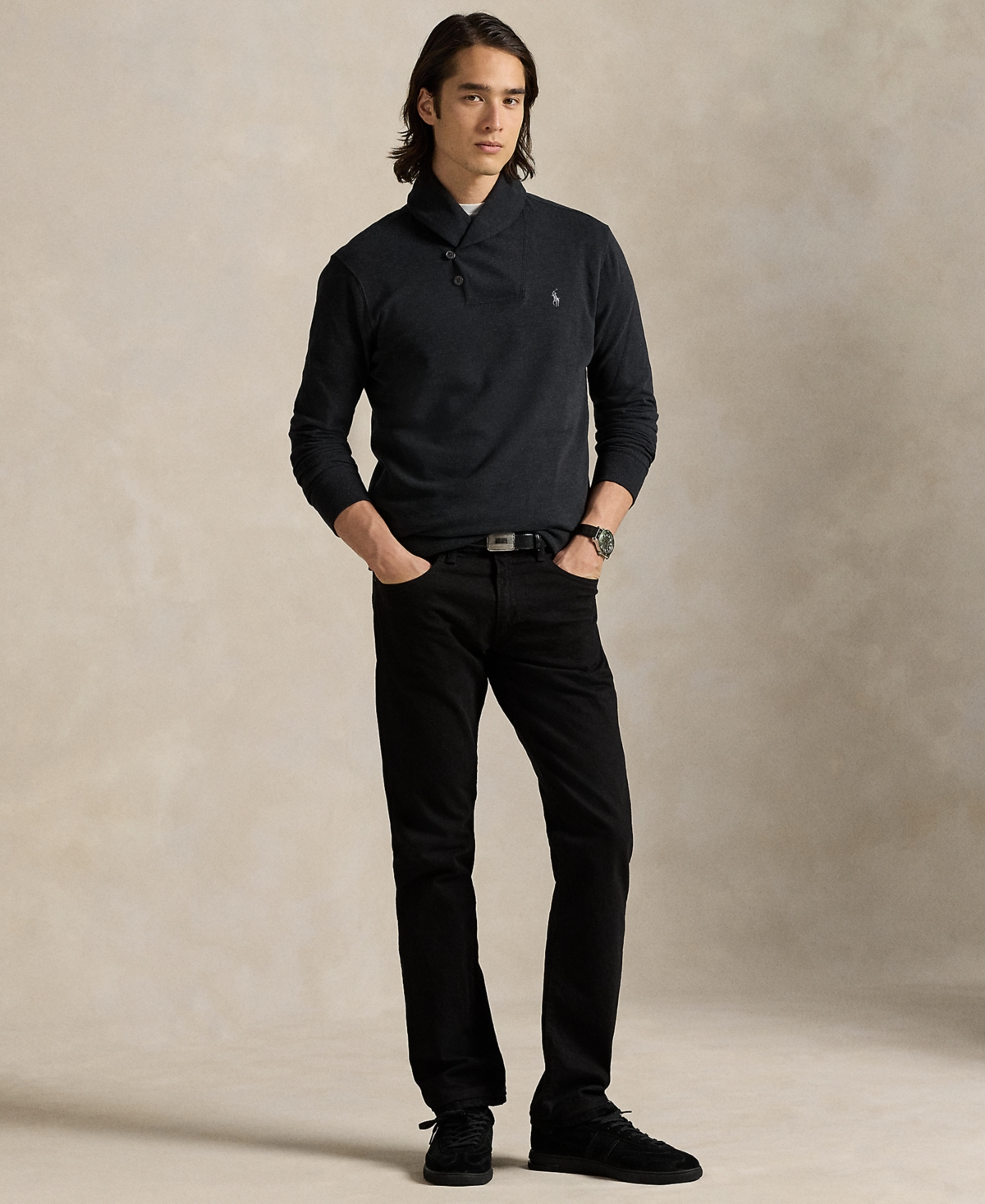 Polo Ralph Lauren Men's Luxury Jersey Shawl-collar Pullover In Black