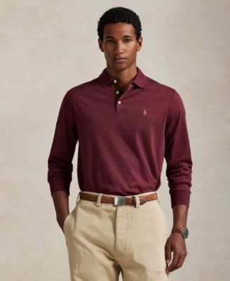 Men's Classic-Fit Long Sleeve Soft Cotton Polo Shirt