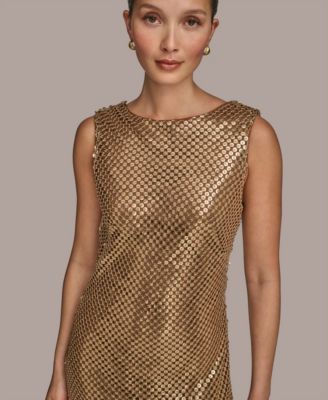 Donna Karan New York Women's Sequined Sleeveless Gown - Macy's