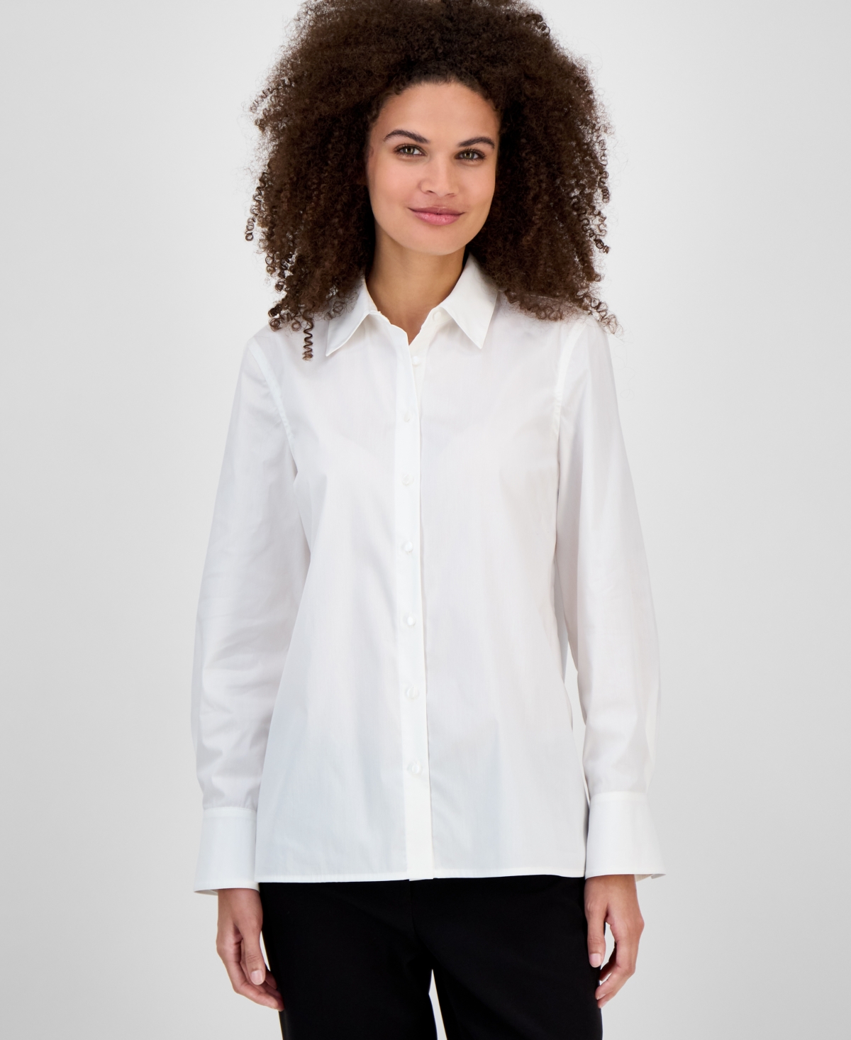 Kasper Button-front Long-sleeve Shirt, Regular & Petite In White