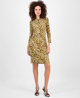 Kasper - Animal-Print Side-Pleat Dress, Regular & Petite