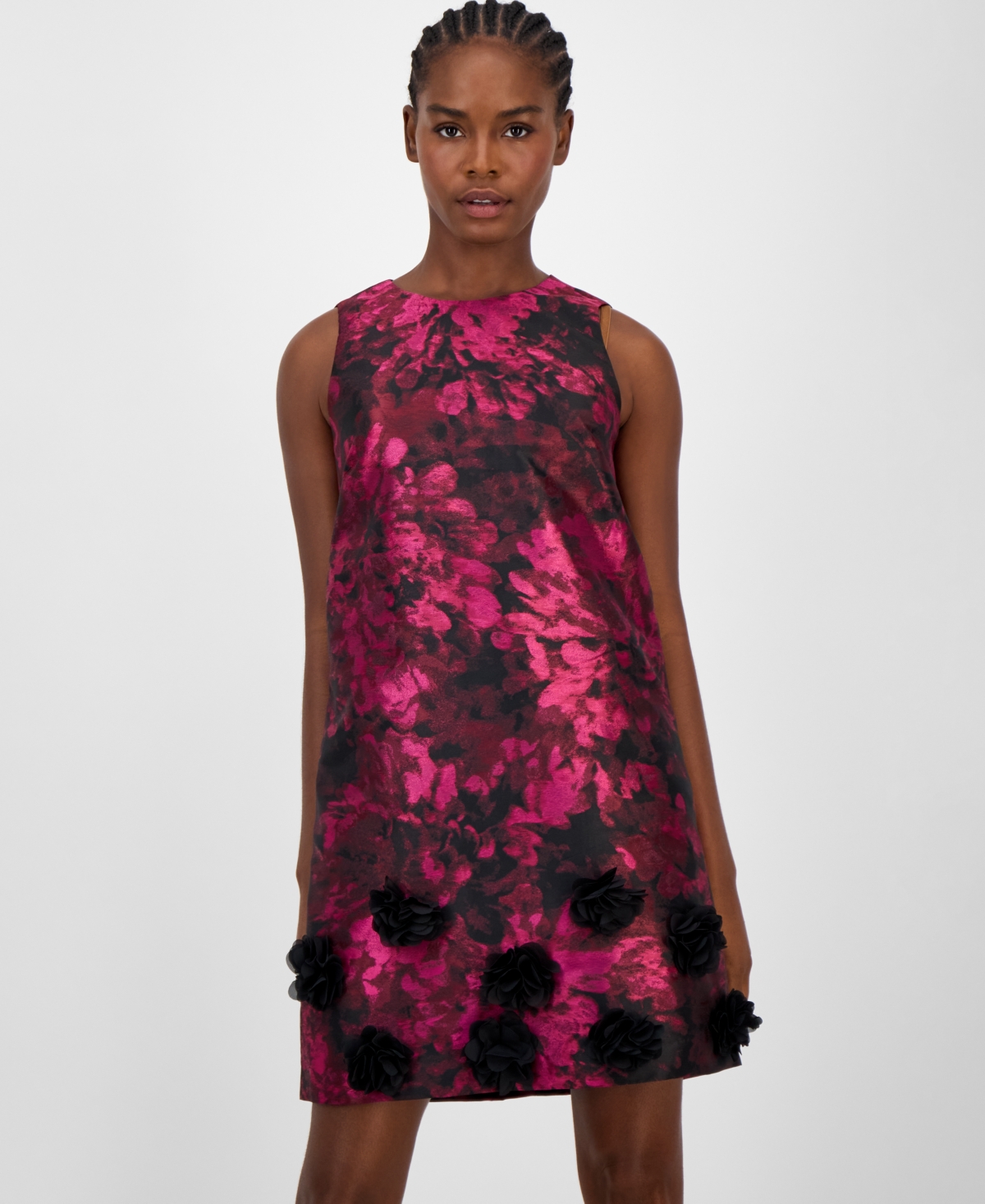 Anne Klein Women's Jacquard Rosette Shift Dress In Pink