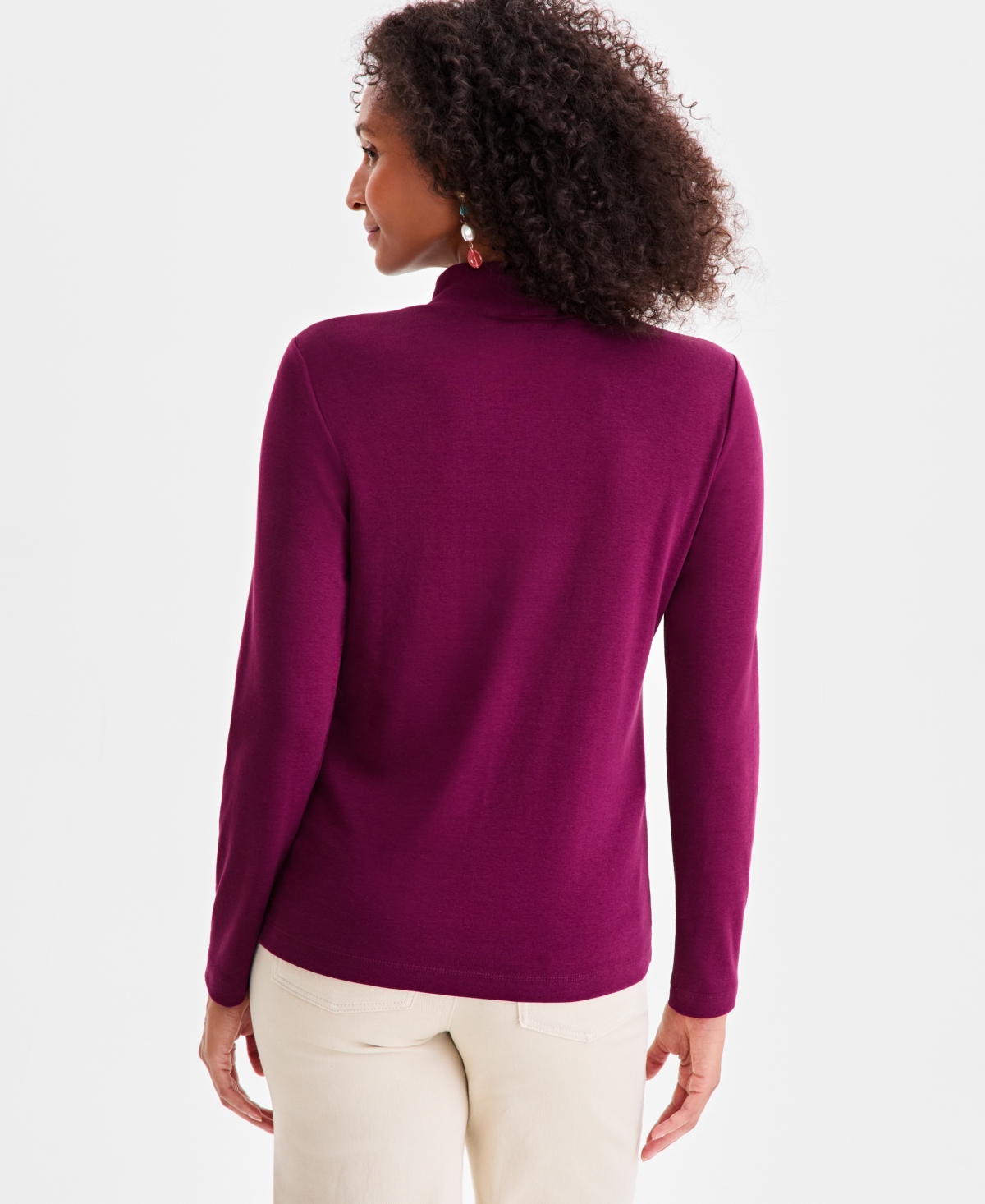 Style & Co Petite Mock Neck Sweater, Macy's Exclusive In Purple